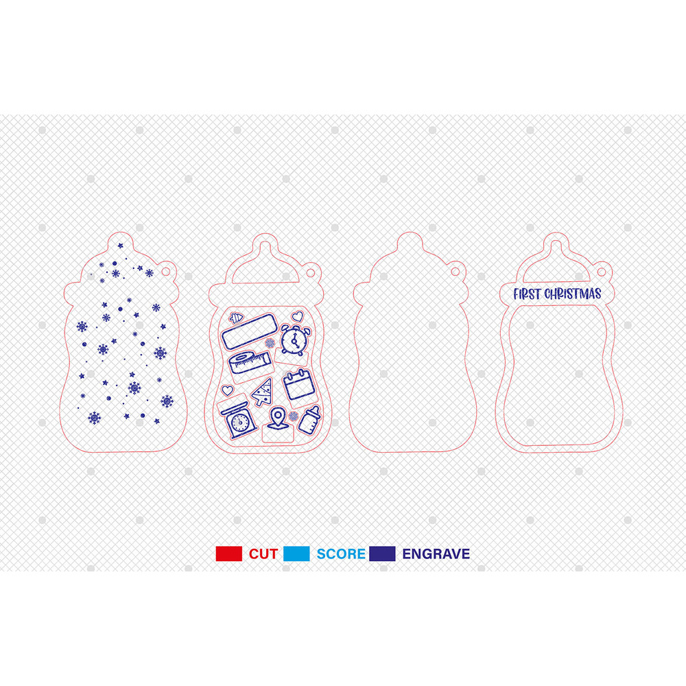 Personalized Babys First Christmas Ornament SVG 4D Shaker Ornament Svg Milk Bottle Ornament Svg Chr 1