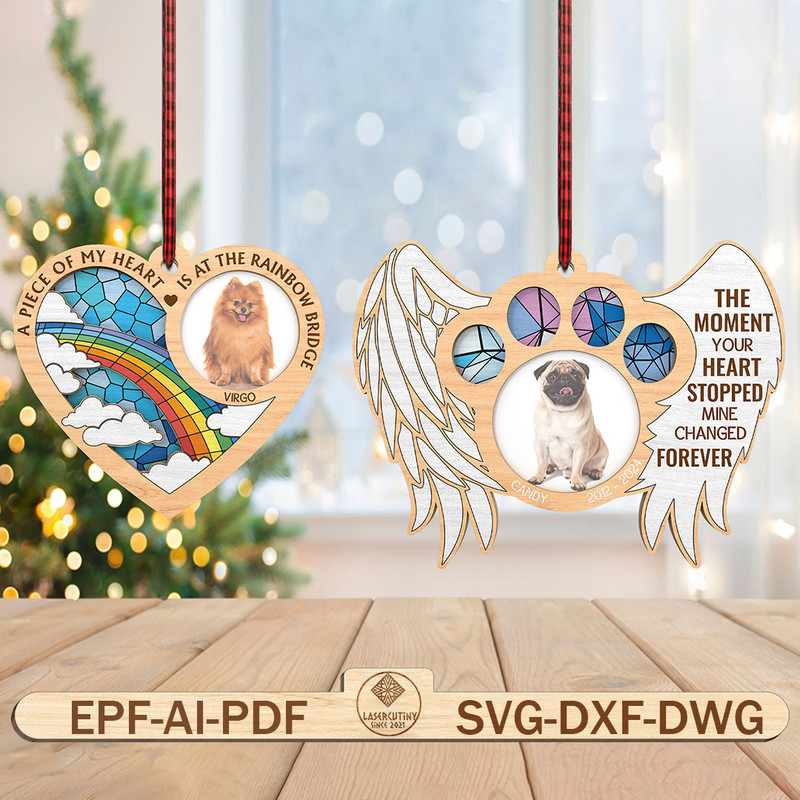 Personalized Loss Of Dog Ornament SvgA Piece Of My Heart Is At Rainbow Bridge SvgMemorial Ornament  0