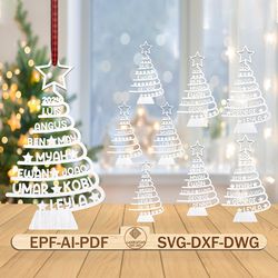 personalized christmas family names ornament svg, christmas ornament svg, family tree ornament svg, christmas gift svg