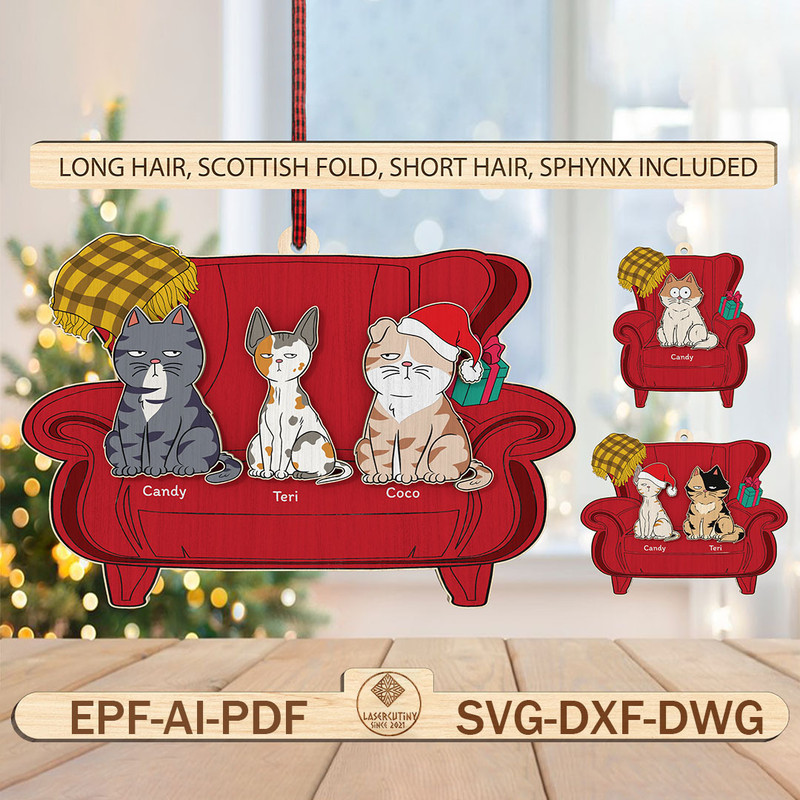 Christmas Cat Sitting In Armchair Ornament Svg Bundle Cat Breeds Ornament Svg Christmas Ornament Sv 0
