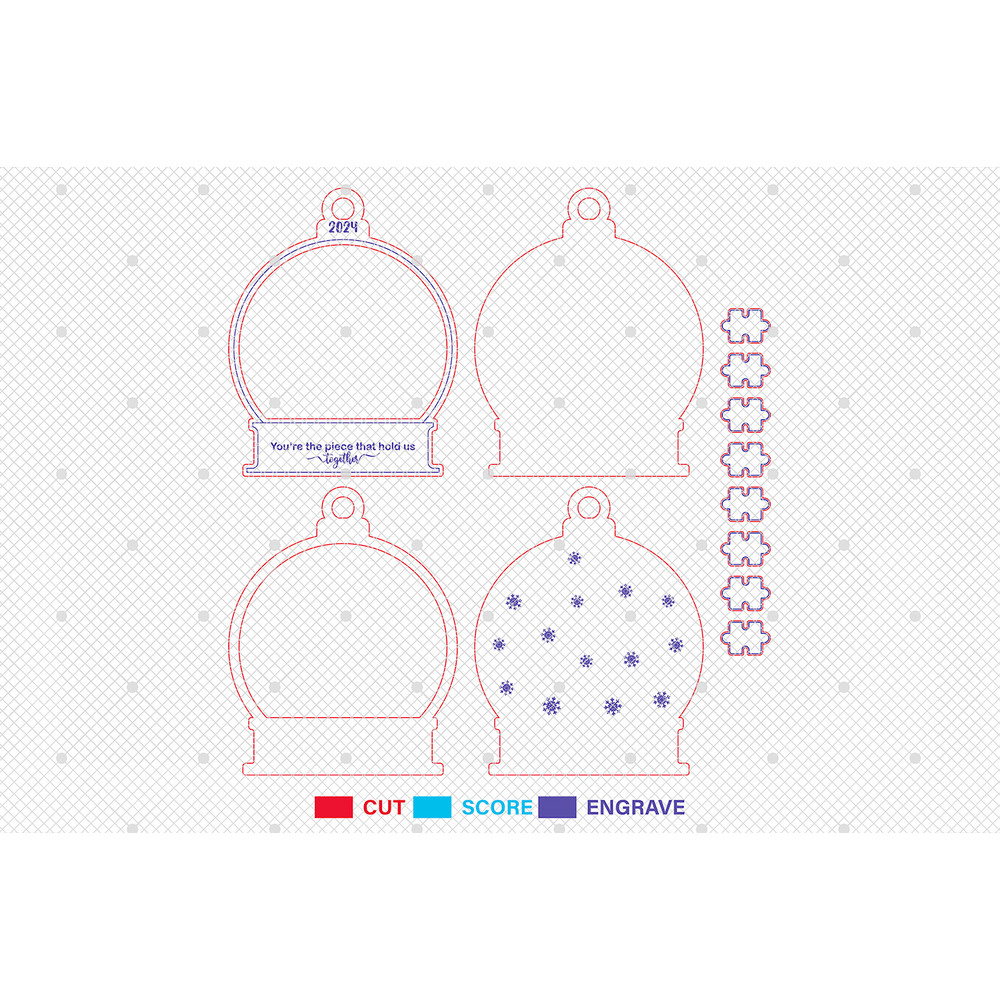 Personalized Grandma Christmas Ornament SVG 4D Shaker Ornament Svg Puzzle Piece Ornament Svg Christ 1