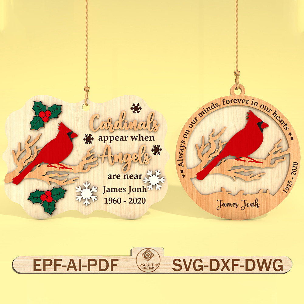 Personalized Red Cardinal Bird Ornament Svg Memorial Ornament Svg Christmas Gift Svg Remembrance Sv 0