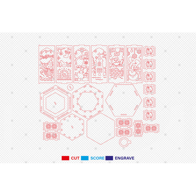 3D Christmas Lantern Laser Cut FileChristmas House Lantern SvgSanta Claus And Snowman SvgChristmas  1