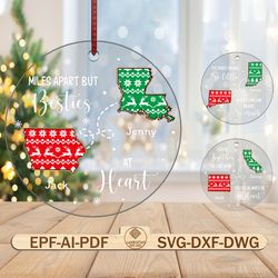 personalized bestie long distance ornament svg, bestie ornament svg, christmas ornament svg, christmas gift svg