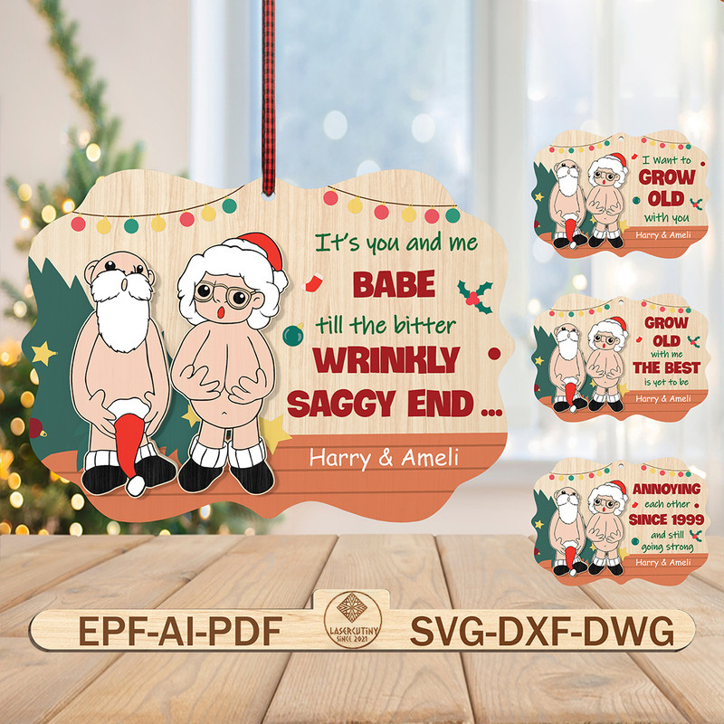 Personalized I Want To Grow Old With You Ornament Svg Mr And Mrs Ornament Svg Funny Ornament Svg Ch 0