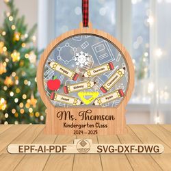 personalized teacher christmas ornament svg, 4d shaker ornament svg, teacher ornament svg, christmas gift svg,