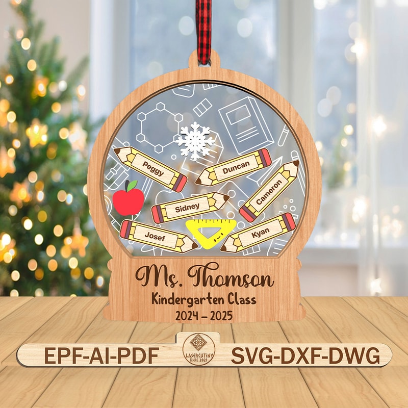 Personalized Teacher Christmas Ornament SVG 4D Shaker Ornament Svg Teacher Ornament Svg Christmas G 0