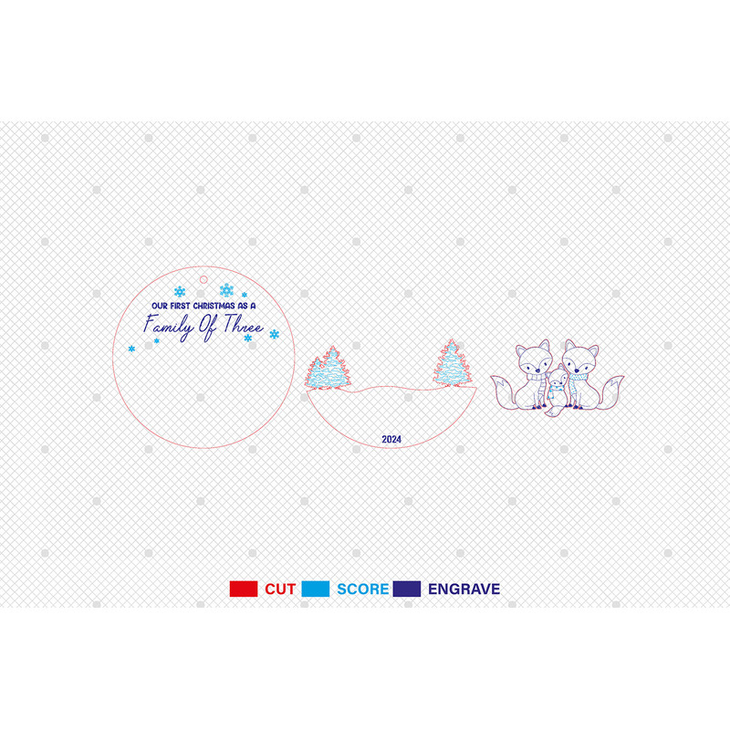 Personalized First Christmas As A Family Of Three Ornament Svg Christmas Fox Family Ornament Svg Ch 1