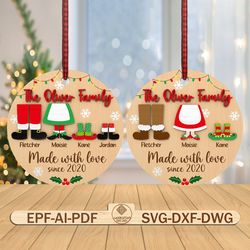 personalized family christmas leg ornament svg, santa leg svg, custom christmas family ornament svg, christmas gift svg
