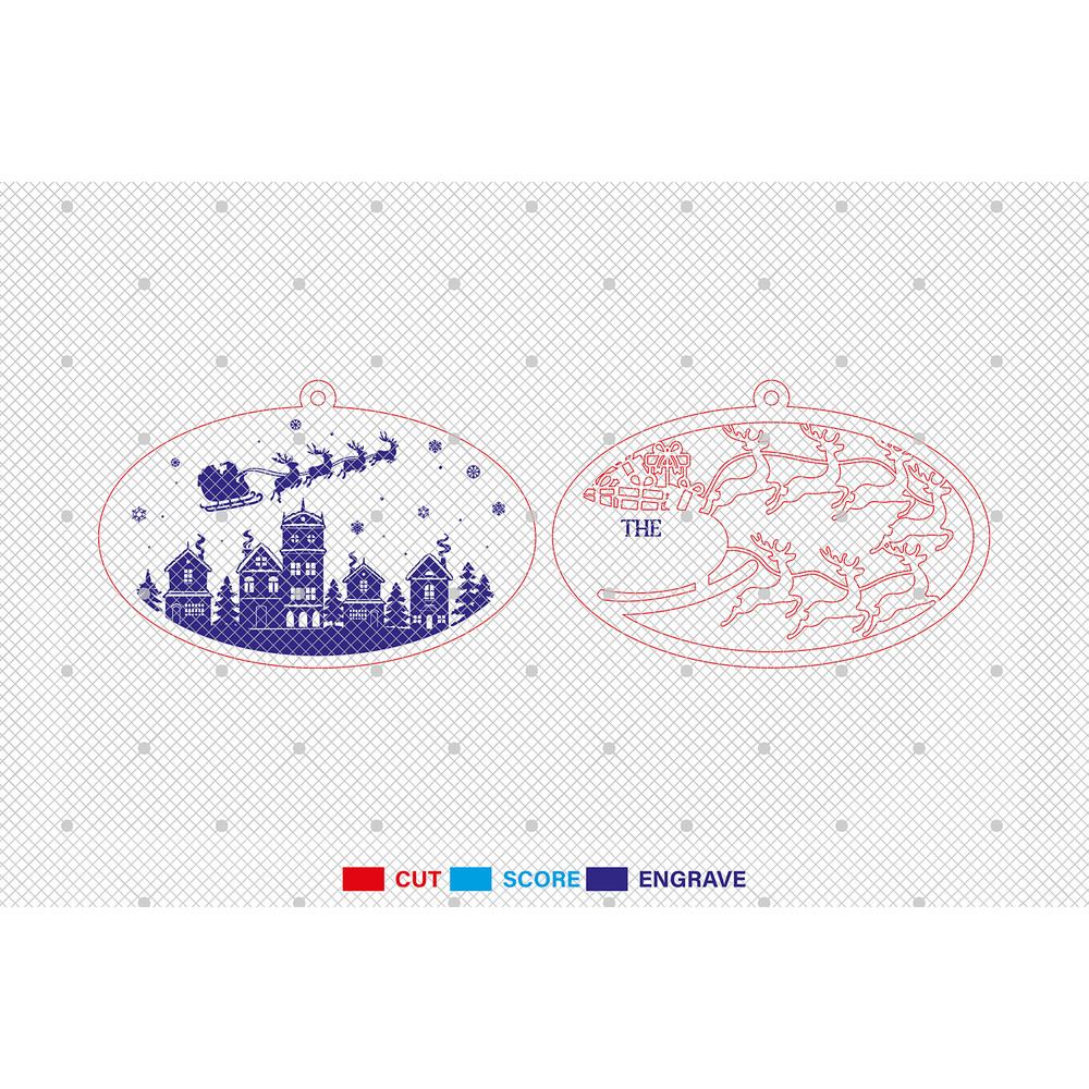 Personalized Santa Sleigh Reindeer Family Ornament Svg Christmas Scene Svg Christmas Ornament Svg C 1