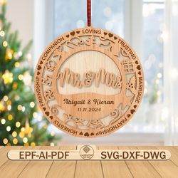 personalized mr and mrs ornament svg, married couple ornament svg, christmas ornament svg, christmas gift svg