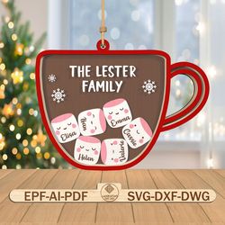 personalized marshmallow christmas ornament svg, 4d shaker ornament svg, 4d hot cocoa ornament svg,christmas gift svg