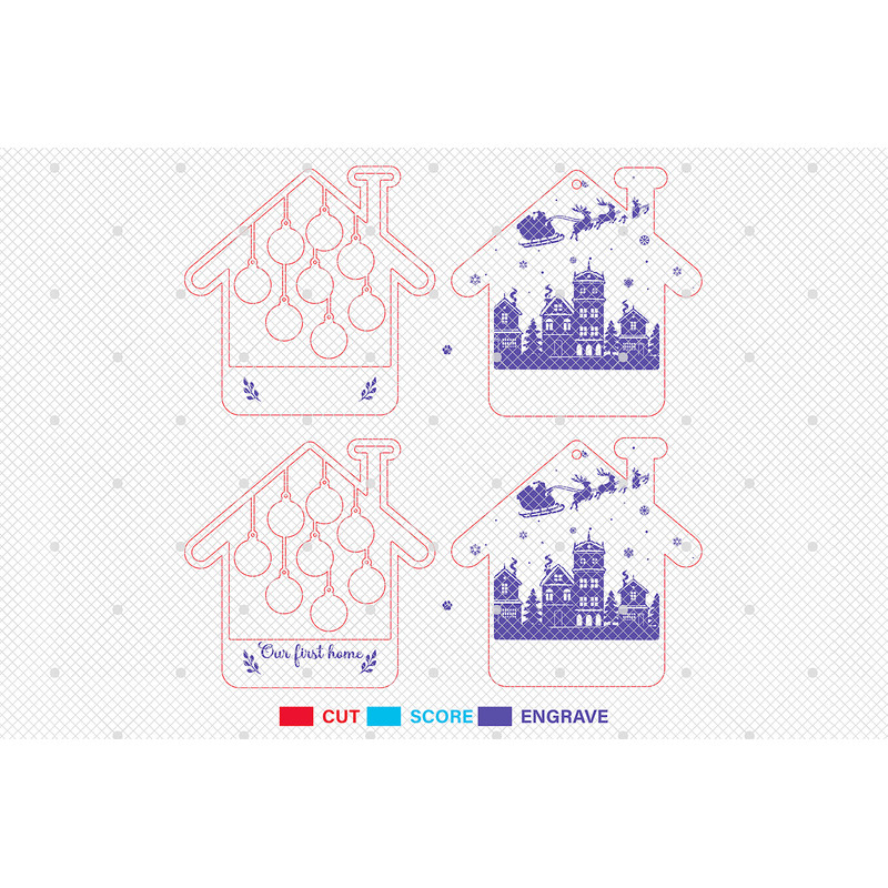 Personalized Christmas House Ornament Svg Family Name Ornament Svg Custom Ball SvgChristmas Scene S 1