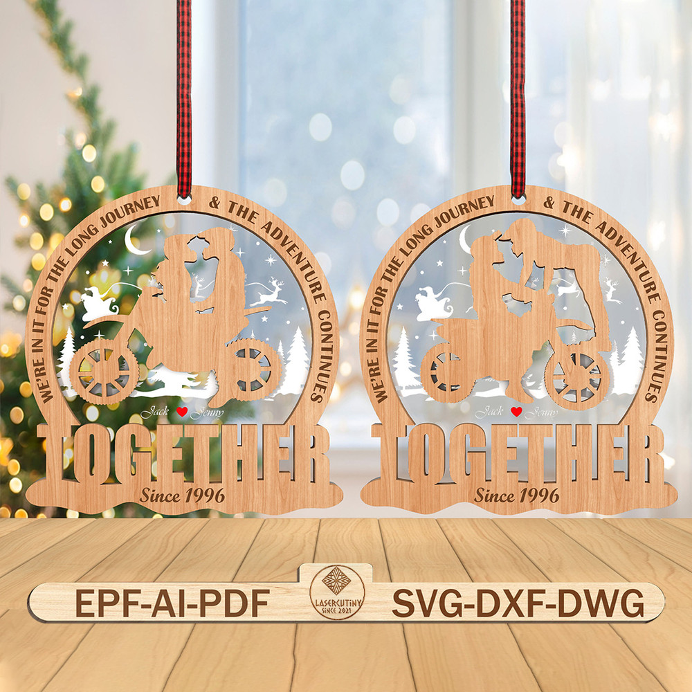 Personalized Motocross Couple Christmas Ornament SvgAnniversary Gift For Motocross Rider Svg Christ 0