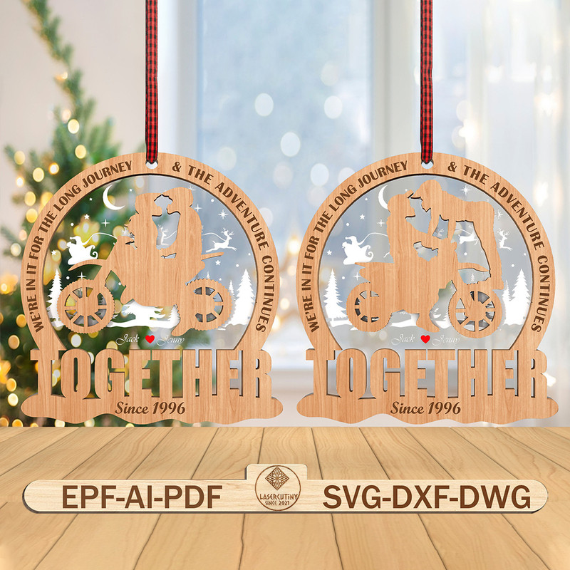 Personalized Motocross Couple Christmas Ornament SvgAnniversary Gift For Motocross Rider Svg Christ 0