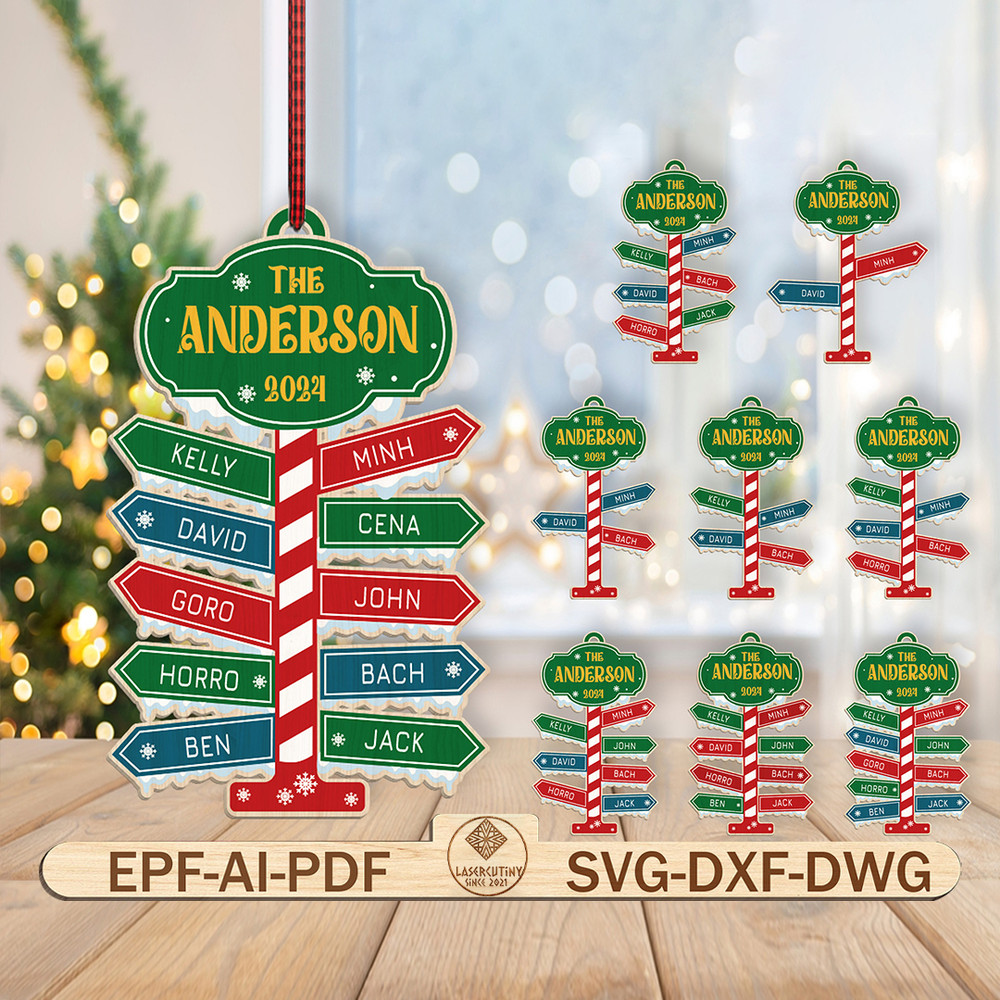 Personalized Family Names North Pole Ornament Svg Christmas Ornament Svg Christmas Gift SvgLaser Cu 0