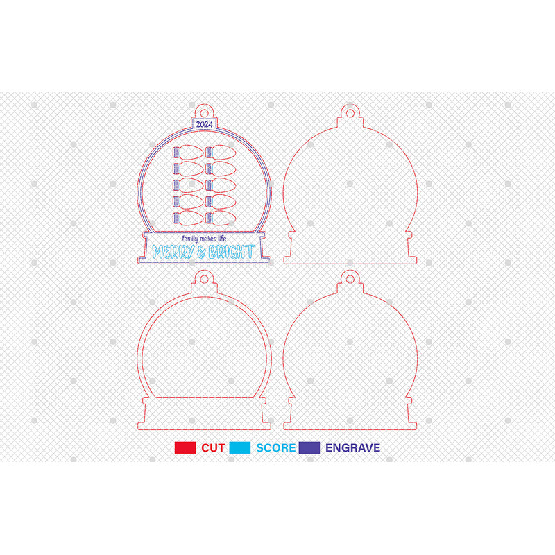 Personalized Family Names Christmas Ornament SVG 4D Shaker Ornament Svg Bulb Ornament SvgChristmas 1