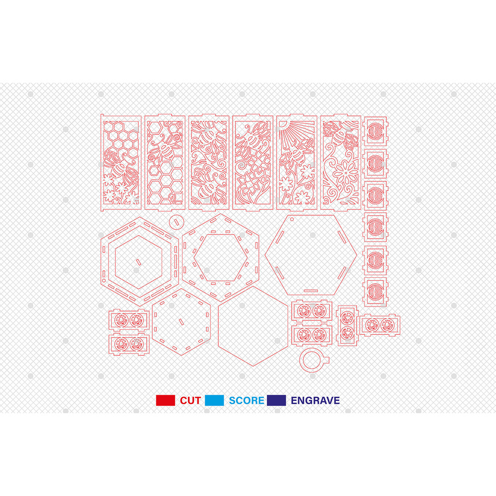 3D Honeybee Lantern Laser Cut FileSummer Scene Lantern Svg Honeybee Svg 1