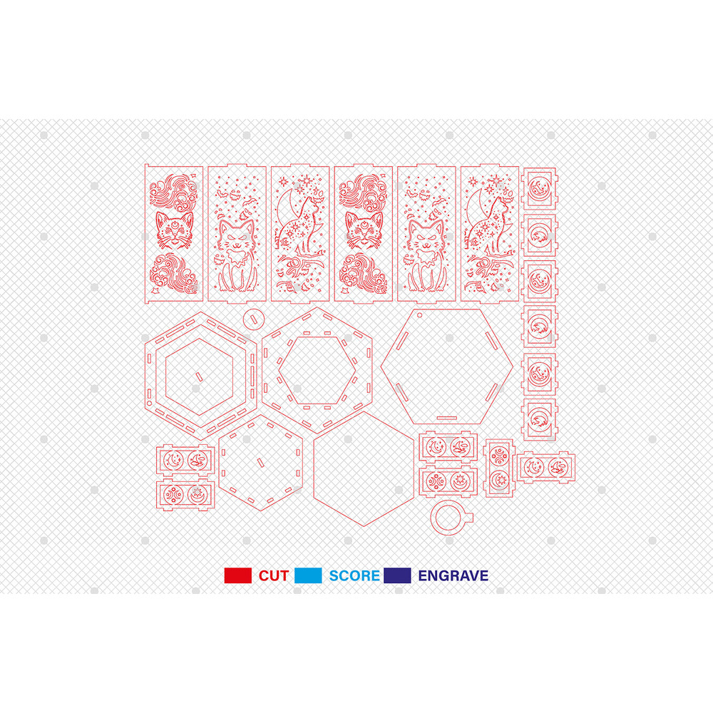 3D Mystical Lantern Laser Cut FileHalloween Cat Lantern Svg Moon And Cat Svg 1