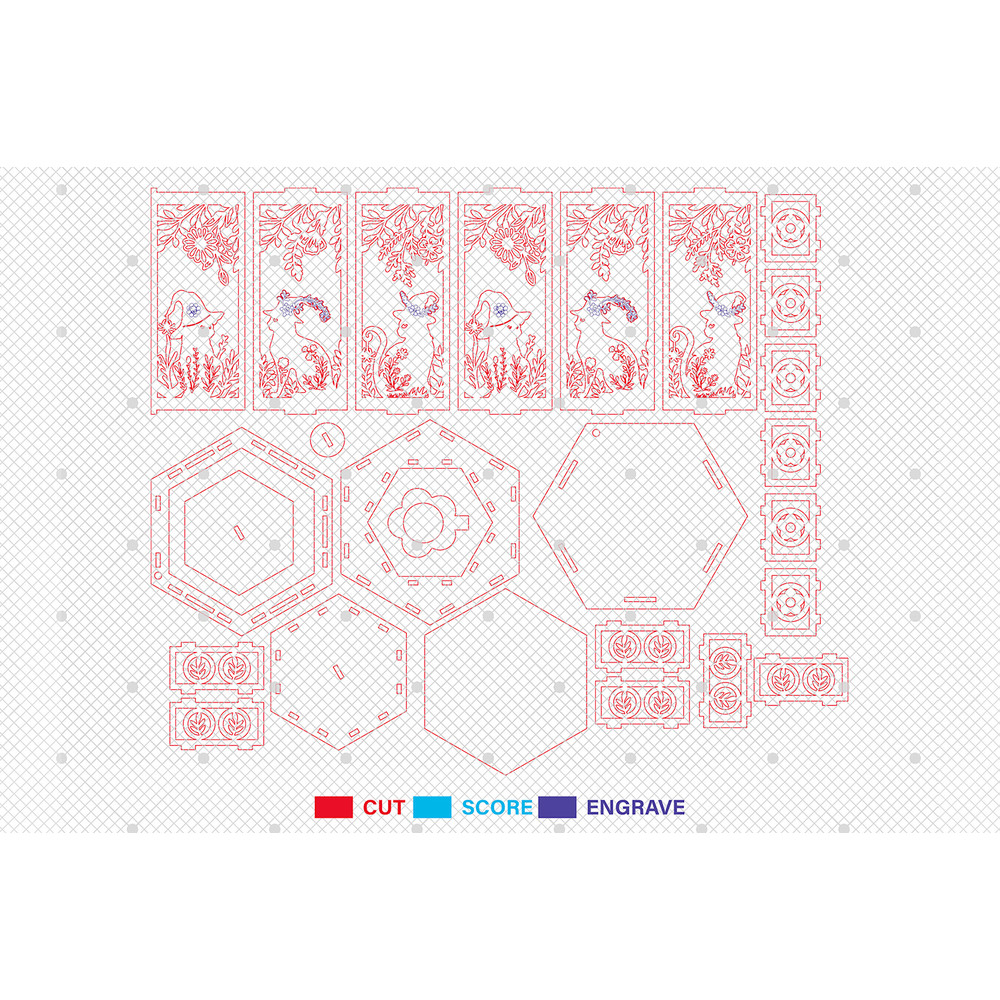 3D Black Cat Lantern Laser Cut FileHalloween Scene Lantern Svg Floral Black Cat Svg 1