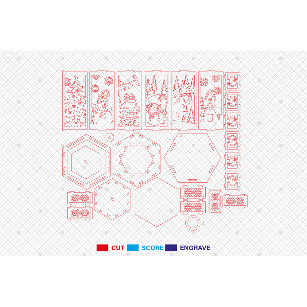 3D Christmas Lantern Laser Cut FileChristmas Scene Lantern SvgSanta Claus And Snowman Svg 1