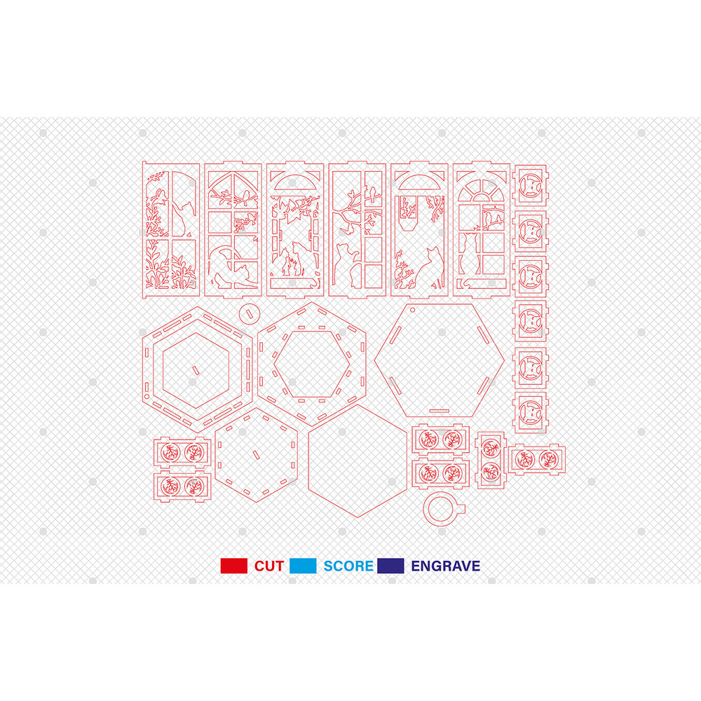 3D Cute Cat Lantern Laser Cut File Window Scene Lantern Svg Cat Lovers Svg 1