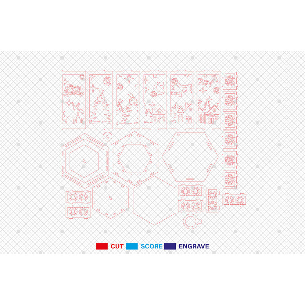 3D Christmas Lantern Laser Cut File Christmas Scene Lantern Svg Santa Sleigh Svg Christmas Candle L 1