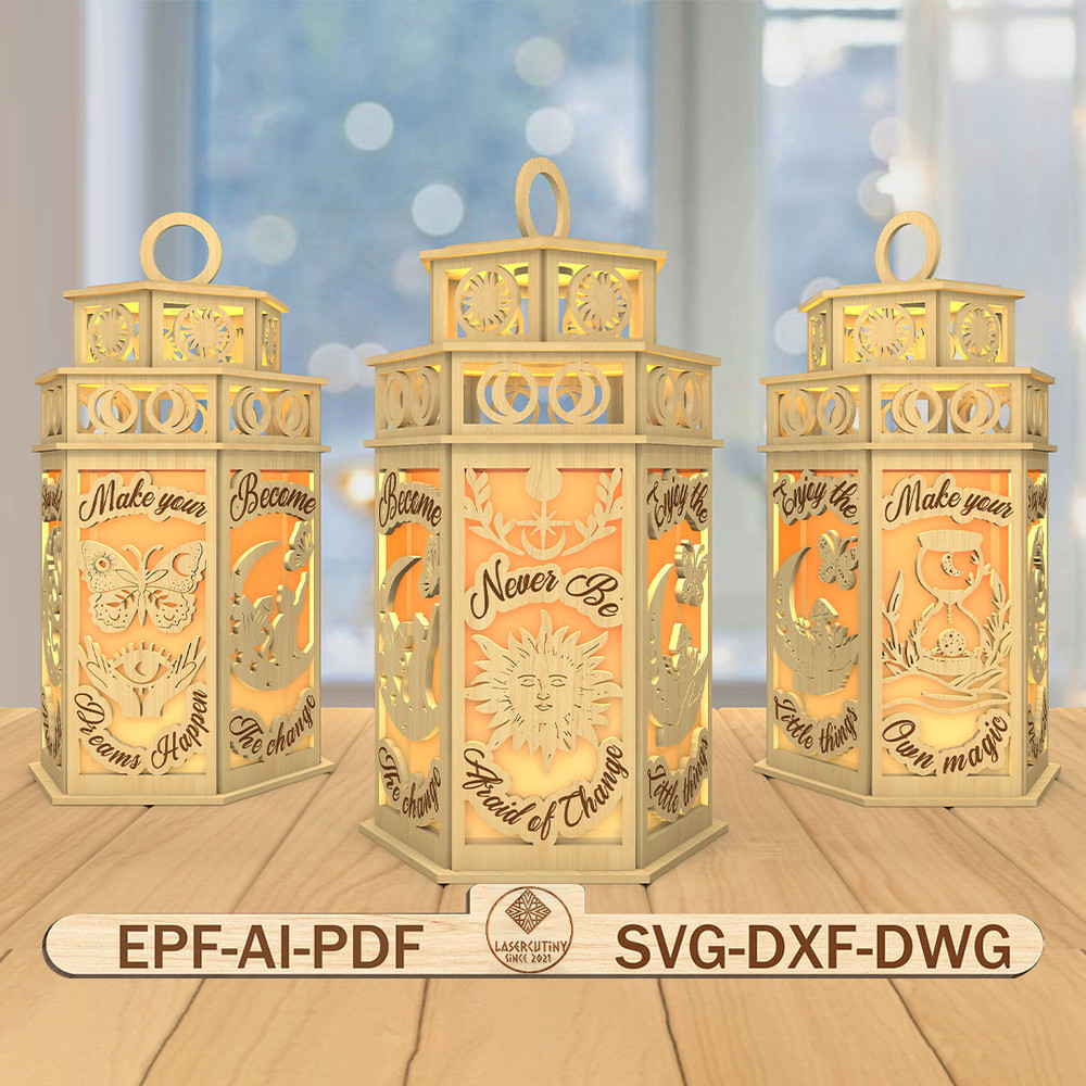 3D Mystical Lantern Laser Cut FileHalloween Witches Lantern Svg Motivational Quotes Svg 0