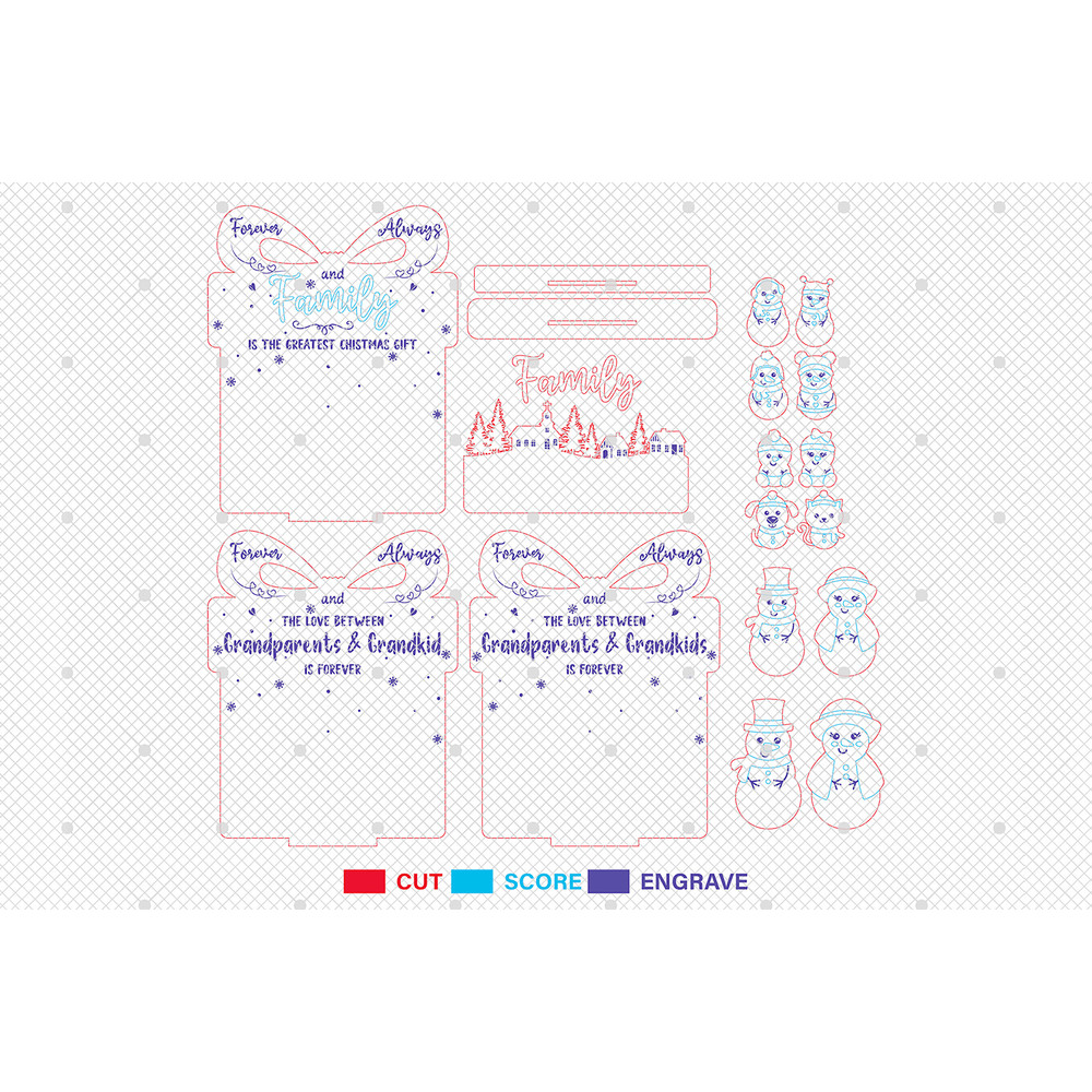 Personalized Snowman Family Gift Box Sign Svg Christmas Sign Svg Gift For Family Members 1