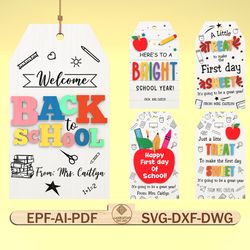 personalized back to school gift tag svg, first day of school tag svg, back to school svg