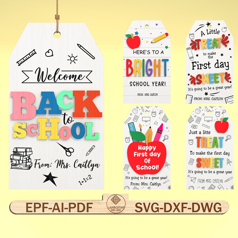 Personalized Back To School Gift Tag Svg First Day Of School Tag Svg Back To School Svg 0