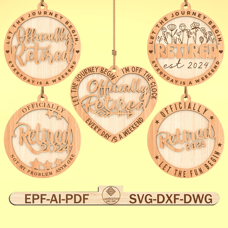 Retirement Ornament Svg Bundle Retired 2024 Ornament Svg Retirement Gift 0