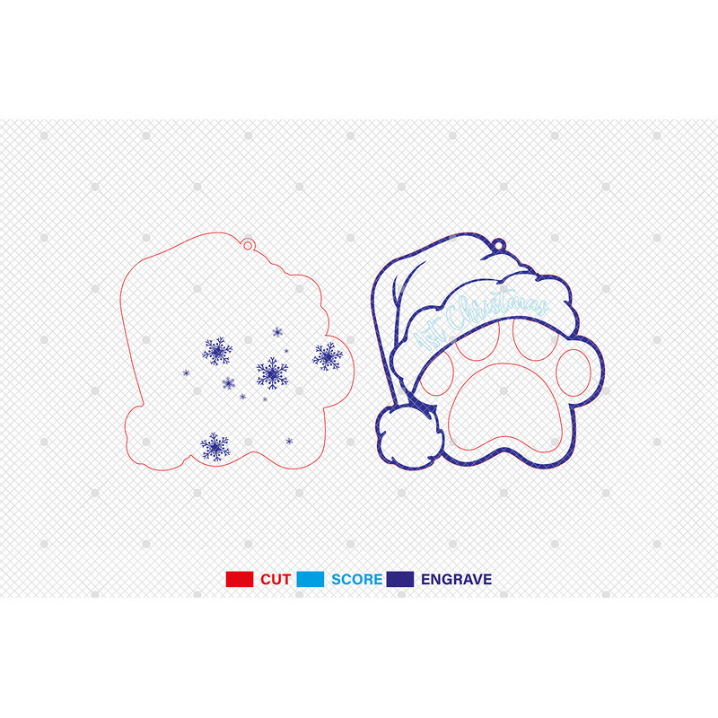 Personalized First Christmas Dog Ornament Svg Dog Paw Print With Santa Hat Ornament Svg 1