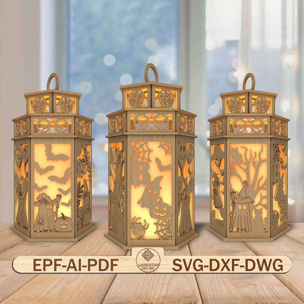 3D Floral Ghost Halloween Lantern Laser Cut FileHalloween Ghost Lantern Svg Boo Svg Halloween Candl 0