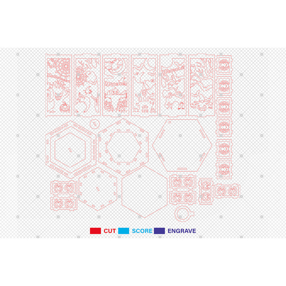3D Halloween Lantern Laser Cut FileHalloween Scene Lantern Svg 1