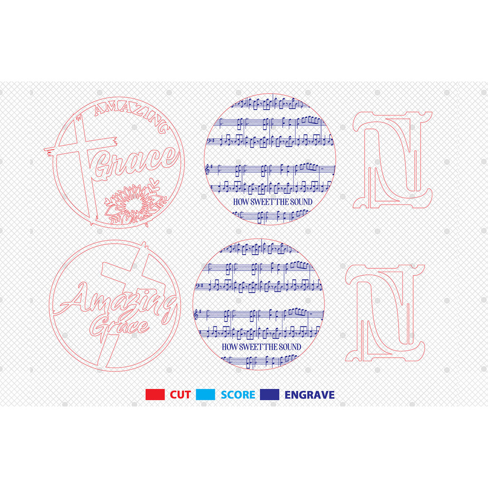 Amazing Grace Stand Decor Laser Cut File SVG Religious Tiered Decor Svg Music Faith Svg Christian S 1