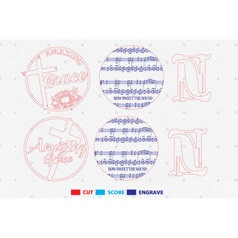 Amazing Grace Stand Decor Laser Cut File SVG Religious Tiered Decor Svg Music Faith Svg Christian S 1