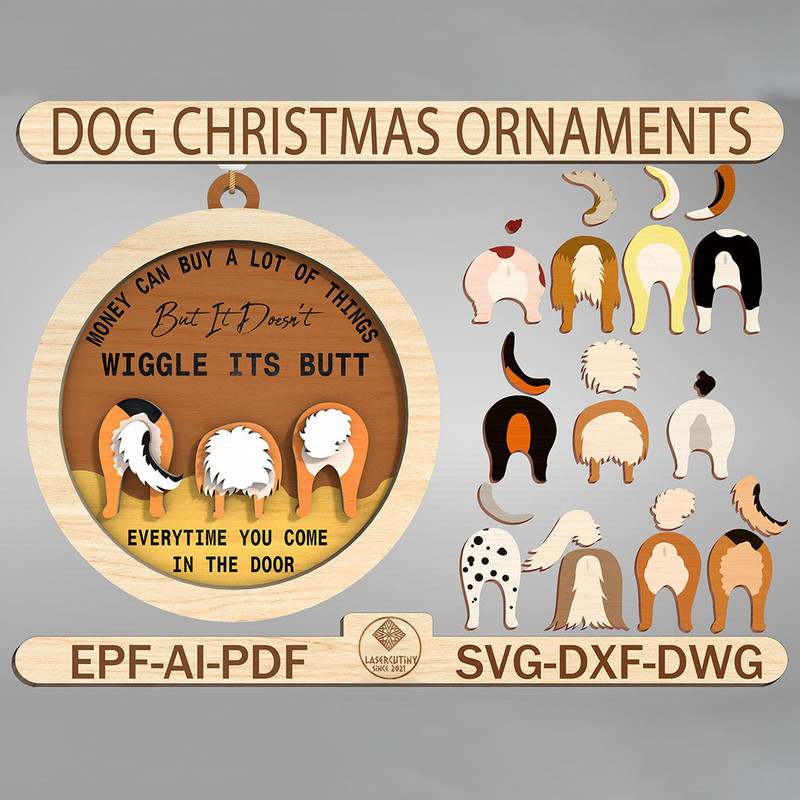 Dog Christmas Ornament SVG Pet Ornament Cut File  Christmas Gift 0