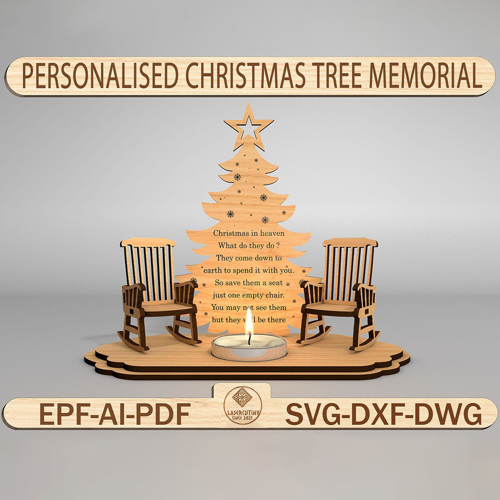 Personalised Christmas Tree Candle Memorial Cut File Svg Christmas Tree Memorial Svg 0