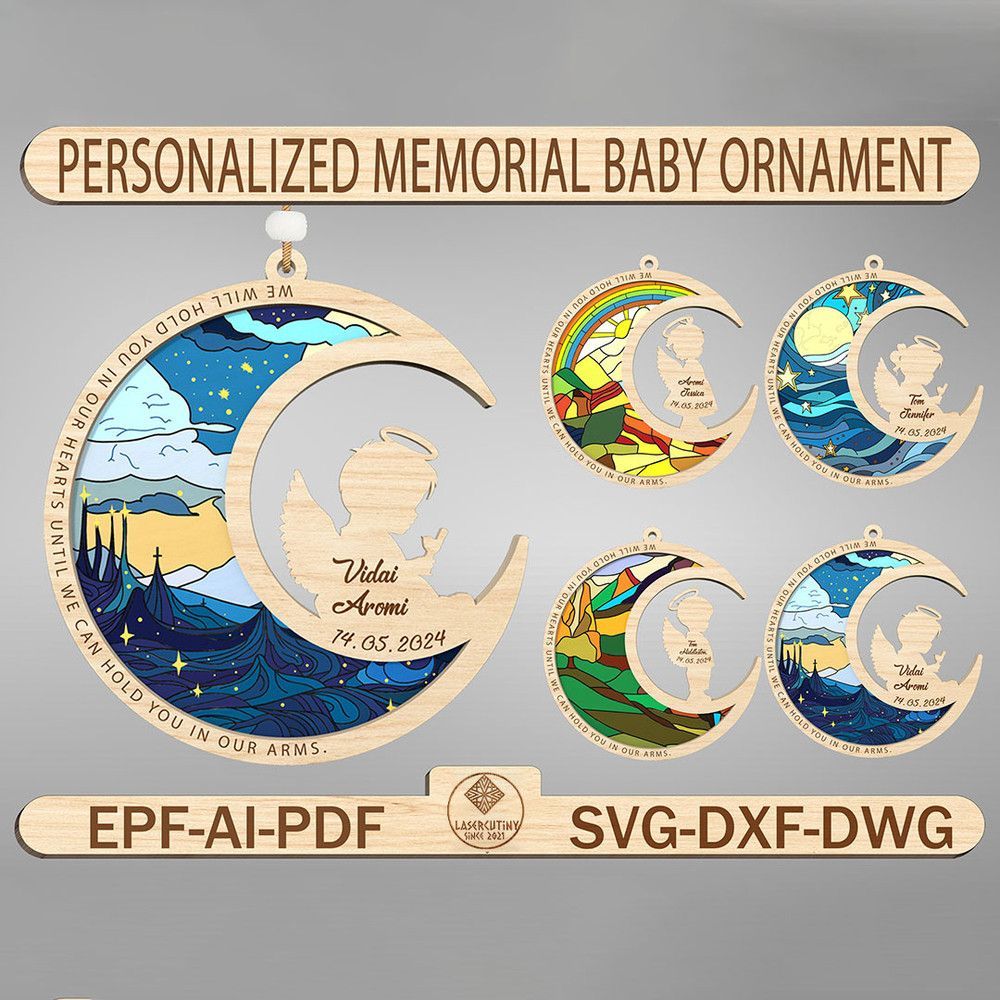 Personalized Memorial Baby Ornament Svg Infant Loss Miscarriage Ornament Svg Baby Memorial Gift Ang 0