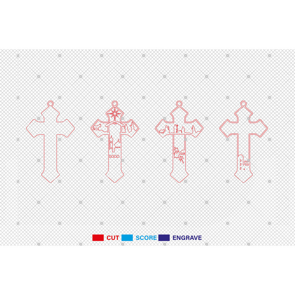 Nativity Cross Ornament Cut File Svg Nativity Scene Ornament Svg Christmas Ornament Svg Cross Ornam 1