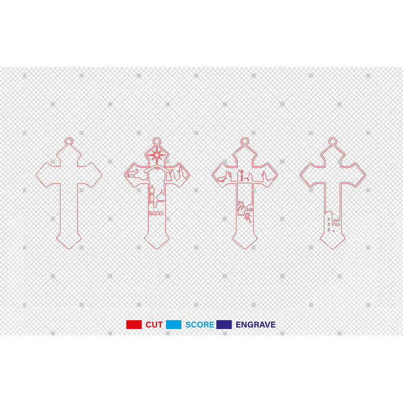 Nativity Cross Ornament Cut File Svg Nativity Scene Ornament Svg Christmas Ornament Svg Cross Ornam 1