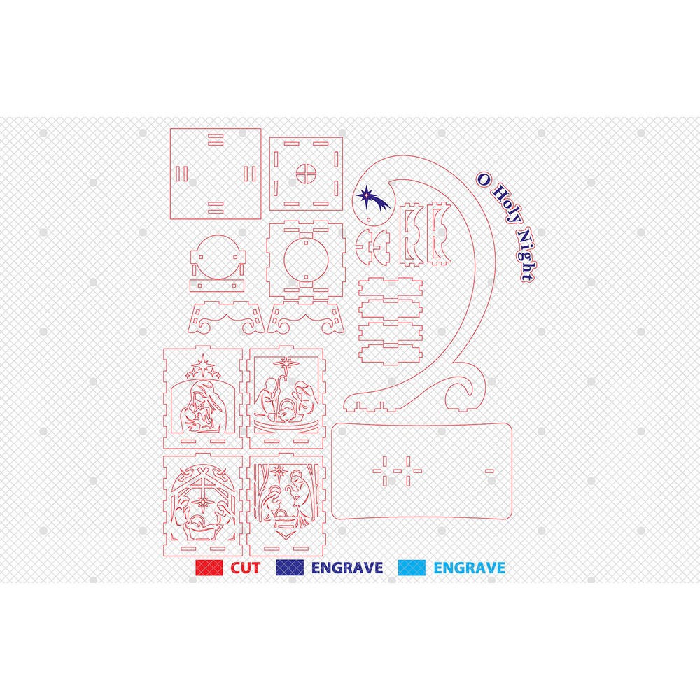 Christmas Lanterns SvgNativity Scene Lanterns Laser Cut Files SVG Nativity Scene Svg 1