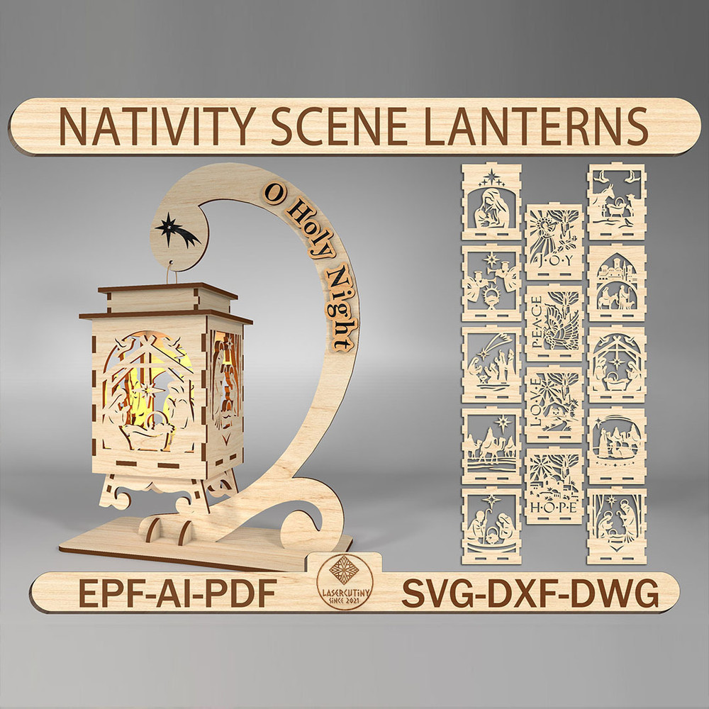 Christmas Lanterns SvgNativity Scene Lanterns Laser Cut Files SVG Nativity Scene Svg 0