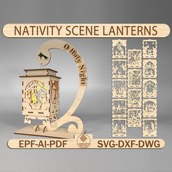 christmas lanterns svg,nativity scene lanterns laser cut files svg, nativity scene svg