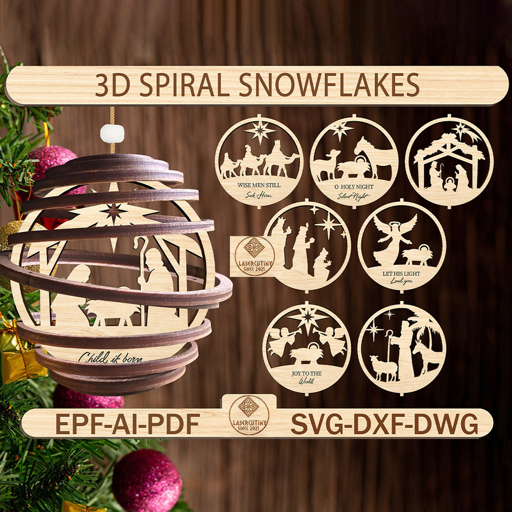 Spiral Christmas Nativity Ornament Svg Nativity Scene Ornament Svg Christmas Balls Decorations Svg 0
