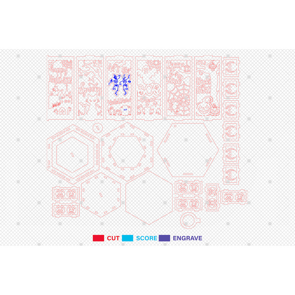 3D Halloween Lantern Laser Cut FileHalloween Scene Lantern Svg Dancing Skeletons Svg 1