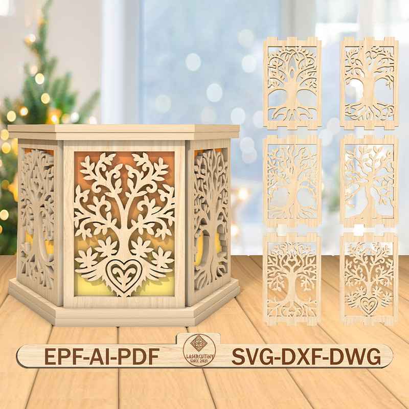 3D Tree Of Life Tea Light Holder Laser Cut File Tree Of Life Lamp Svg Tree Leaf Svg Tree Of Life Ca 0