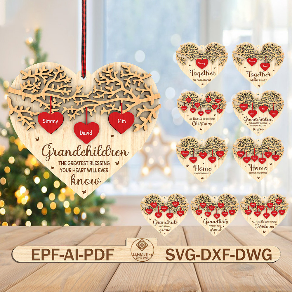 Personalized Grandchildren The Greatest Blessing Your Heart Will Ever Know Ornament Svg 0