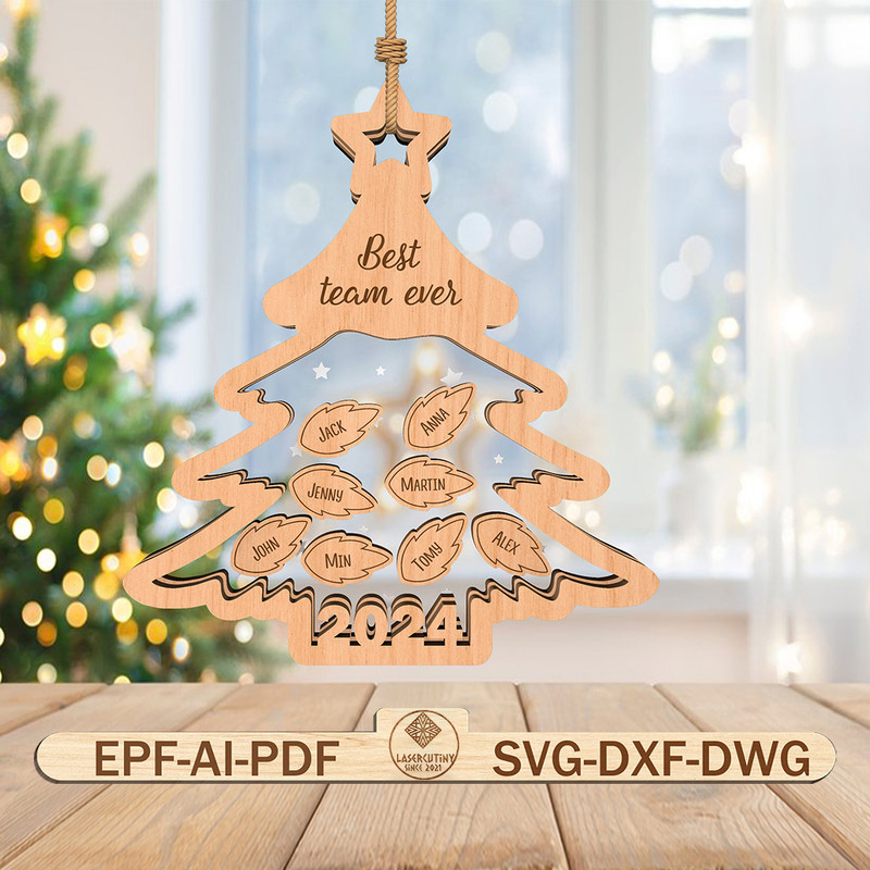 Personalized Best Team Ever Christmas Ornament SVG 4D Shaker Ornament Svg Coworkers Ornament SvgChr 0